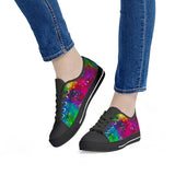 Acid Rainbow - Black Low Top Canvas Shoes