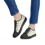 Orange Cartoon -  Drawing Pattern Design Black Low Top Canvas Shoes