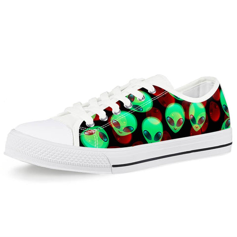 Aliens White Low Top Canvas Shoes