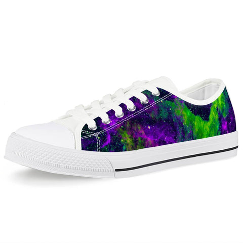 Green Galaxy - White Low Top Canvas Shoes