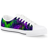 Green Galaxy - White Low Top Canvas Shoes