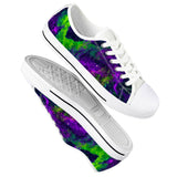 Green Galaxy - White Low Top Canvas Shoes