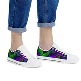 Green Galaxy - White Low Top Canvas Shoes