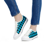 Blue Plaid - White Low Top Canvas Shoes