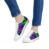 Green Galaxy - White Low Top Canvas Shoes