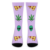 Alien Pizza Weed - Crew Socks