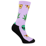 Alien Pizza Weed - Crew Socks