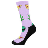 Alien Pizza Weed - Crew Socks