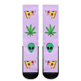 Alien Pizza Weed - Crew Socks