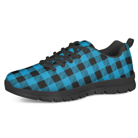 Blue Plaid - Black Running Shoes