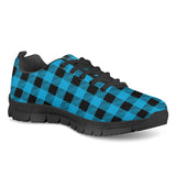 Blue Plaid - Black Running Shoes