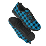 Blue Plaid - Black Running Shoes