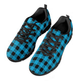 Blue Plaid - Black Running Shoes