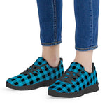 Blue Plaid - Black Running Shoes