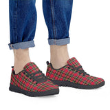 Red Plaid - Black Running Shoes