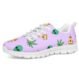 Alien Pizza Weed - White Running Shoes