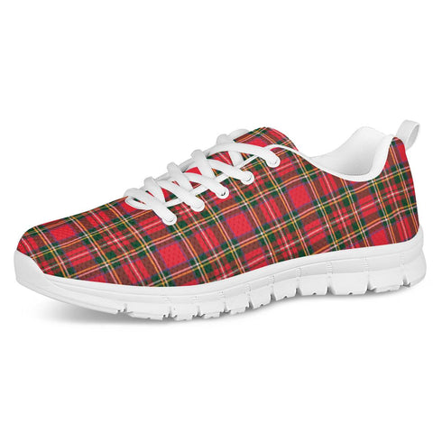 Red Plaid - White Running Shoes