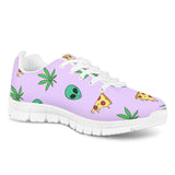 Alien Pizza Weed - White Running Shoes