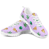 Alien Pizza Weed - White Running Shoes