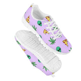 Alien Pizza Weed - White Running Shoes