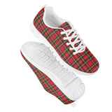 Red Plaid - White Running Shoes