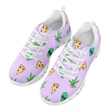 Alien Pizza Weed - White Running Shoes