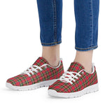 Red Plaid - White Running Shoes