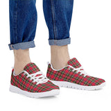 Red Plaid - White Running Shoes