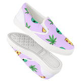 Alien Pizza Weed - White Slip On Shoes