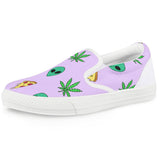 Alien Pizza Weed - White Slip On Shoes