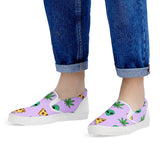 Alien Pizza Weed - White Slip On Shoes