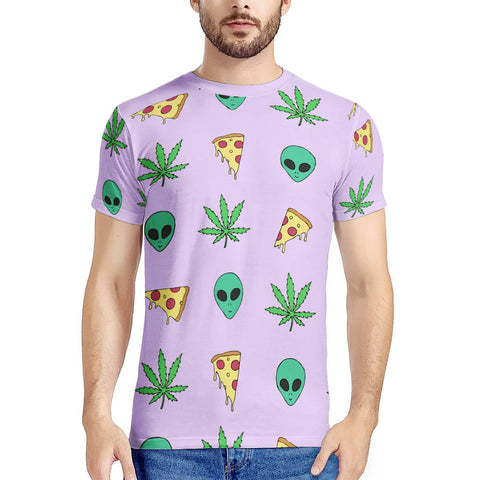 Alien Pizza Weed - New Men's All Over Print T-shirt