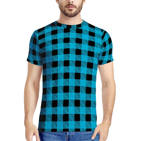 Blue Plaid - New Men's All Over Print T-shirt