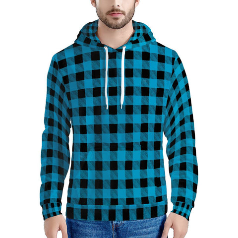 Blue Plaid - Men's All Over Print Hoodie