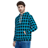 Blue Plaid - Men's All Over Print Hoodie