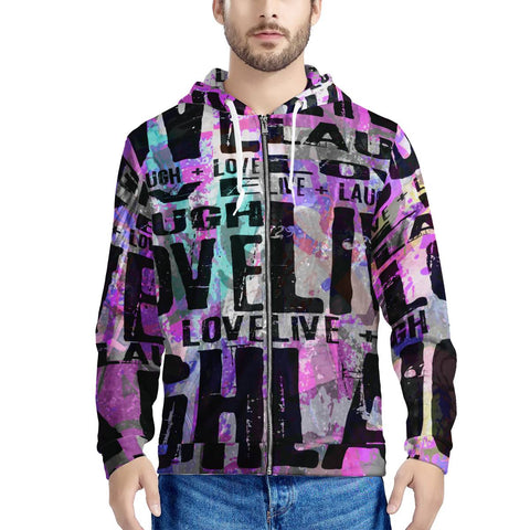 Live Laugh Love Mens All Over Print Zip Hoodie