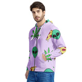 Alien Pizza Weed - Men's All Over Print Zip Hoodie