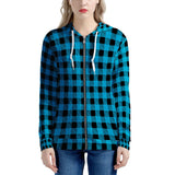 Blue Plaid - Women's All Over Print Zip Hoodie