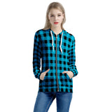 Blue Plaid - Women's All Over Print Zip Hoodie