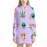 Alien Pizza Weed - Women's Hoodie Dress