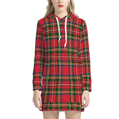 Red Plaid - Women's Hoodie Dress