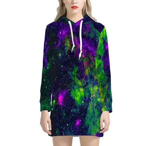 Green Galaxy - Women's Hoodie Dress