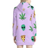 Alien Pizza Weed - Women's Hoodie Dress