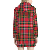 Red Plaid - Women's Hoodie Dress