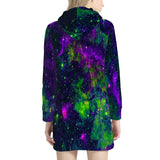 Green Galaxy - Women's Hoodie Dress