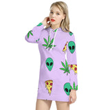 Alien Pizza Weed - Women's Hoodie Dress