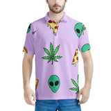 Alien Pizza Weed - Men's All Over Print Polo Shirt