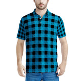 Blue Plaid - Men's All Over Print Polo Shirt