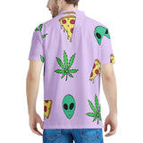 Alien Pizza Weed - Men's All Over Print Polo Shirt