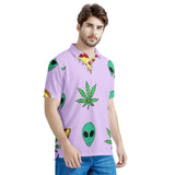 Alien Pizza Weed - Men's All Over Print Polo Shirt